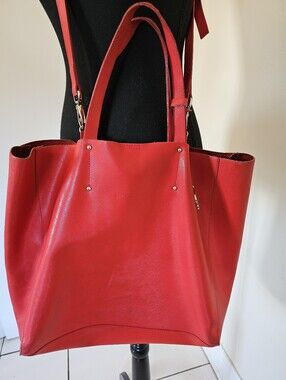 PULICATI Leather Tote Bag In Apple Red